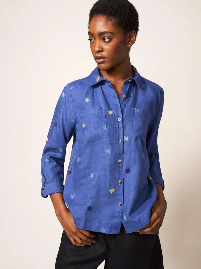 Women SHIRTS and BLOUSES White Stuff Layla Emb Linen Shirt Blue Multi Women SHIRTS and BLOUSES White Stuff Layla Emb Linen Shirt Blue Multi