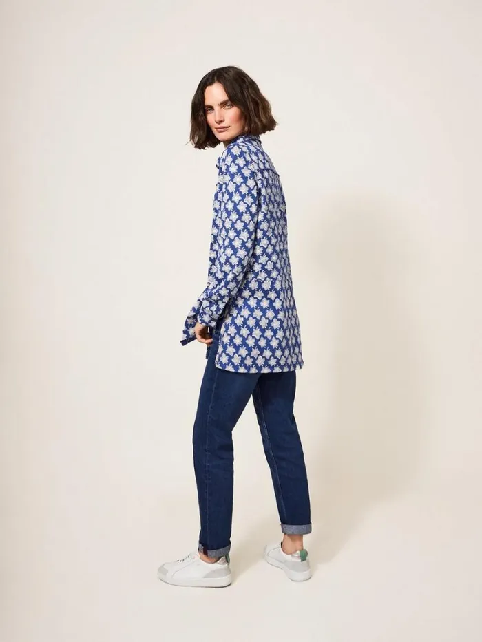 Women SHIRTS and BLOUSES White Stuff Lottie Longline Mix Shirt Blue Print Women SHIRTS and BLOUSES White Stuff Lottie Longline Mix Shirt Blue Print