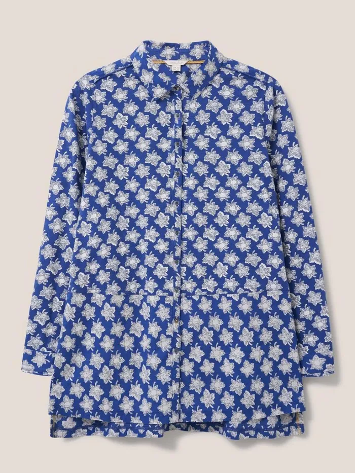 Women SHIRTS and BLOUSES White Stuff Lottie Longline Mix Shirt Blue Print Women SHIRTS and BLOUSES White Stuff Lottie Longline Mix Shirt Blue Print