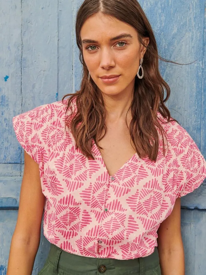 Women SHIRTS and BLOUSES White Stuff Rae Organic Cotton Vest Pink Print Women SHIRTS and BLOUSES White Stuff Rae Organic Cotton Vest Pink Print