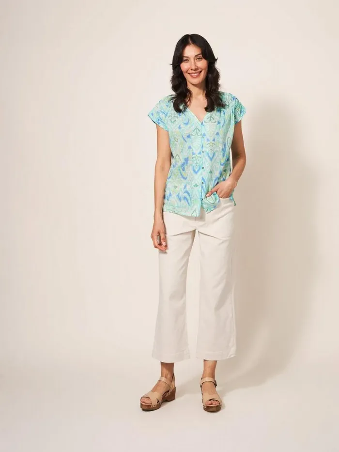 Women SHIRTS and BLOUSES White Stuff Rae Organic Vest Cotton Ivory Print