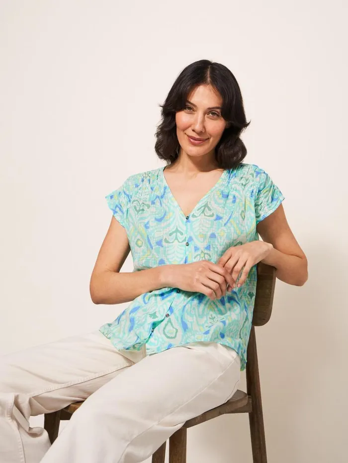 Women SHIRTS and BLOUSES White Stuff Rae Organic Vest Cotton Ivory Print Women SHIRTS and BLOUSES White Stuff Rae Organic Vest Cotton Ivory Print