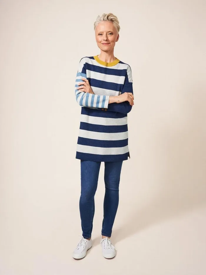 Women SHIRTS and BLOUSES White Stuff Reversible Stripe Tunic Navy Multi