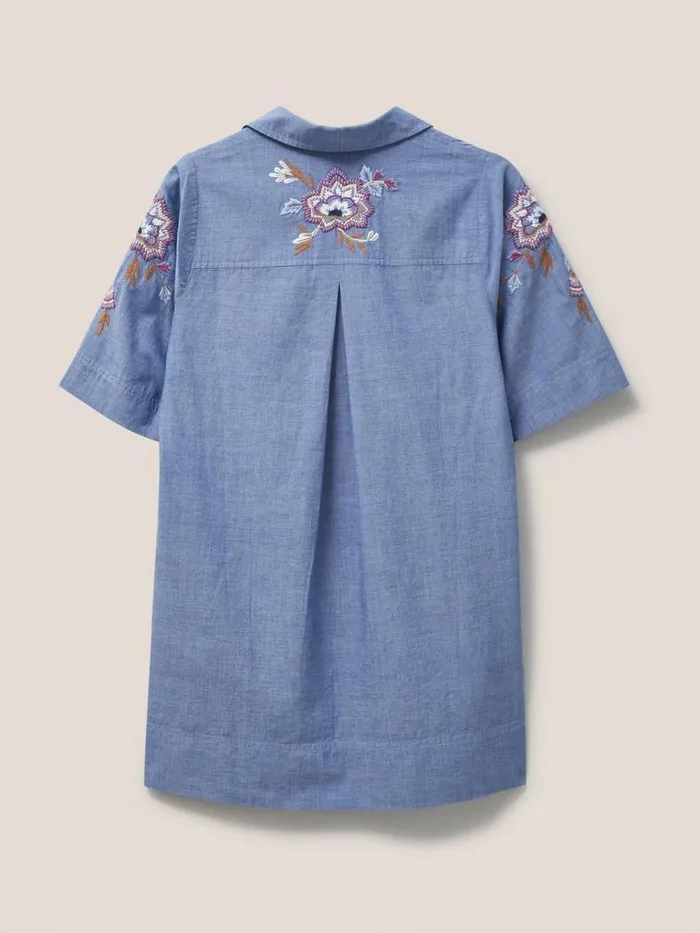 Women SHIRTS and BLOUSES White Stuff Savannah Embroidered Tunic Chambray Blue Women SHIRTS and BLOUSES White Stuff Savannah Embroidered Tunic Chambray Blue