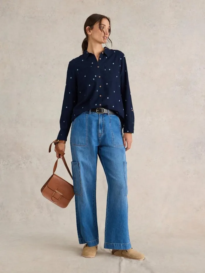 Women SHIRTS and BLOUSES White Stuff Sophie Organic Cotton Shirt Dark Navy