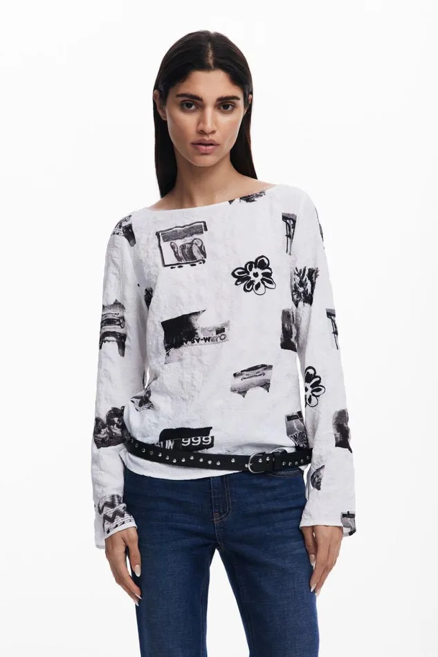 Women Shirts And Blouses Desigual Bow Texture Blouse