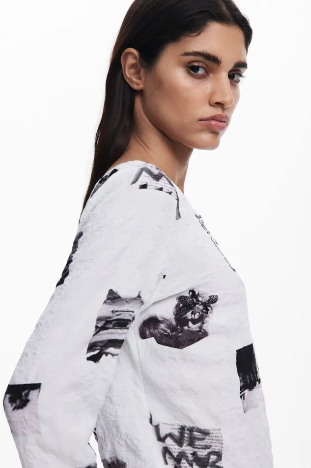 Women Shirts And Blouses Desigual Bow Texture Blouse
