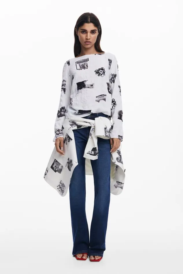Women Shirts And Blouses Desigual Bow Texture Blouse