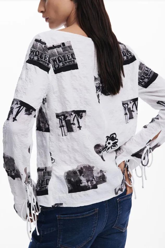 Women Shirts And Blouses Desigual Bow Texture Blouse