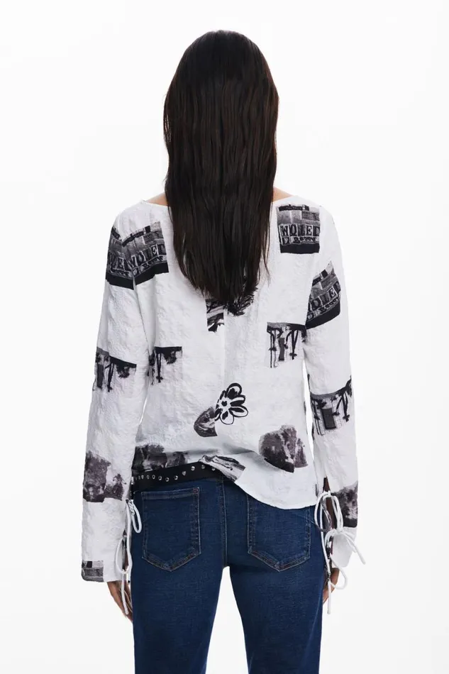 Women Shirts And Blouses Desigual Bow Texture Blouse
