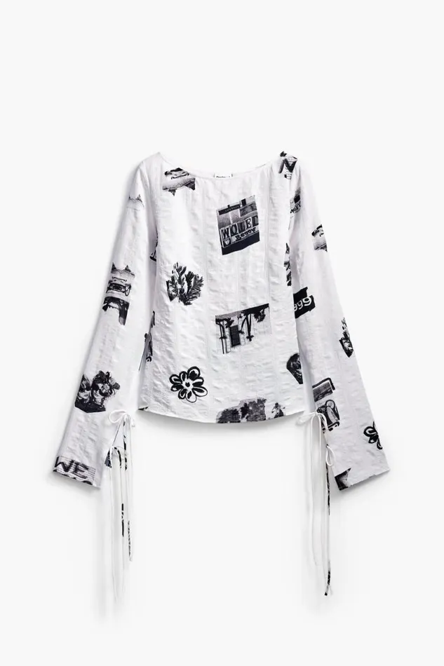 Women Shirts And Blouses Desigual Bow Texture Blouse
