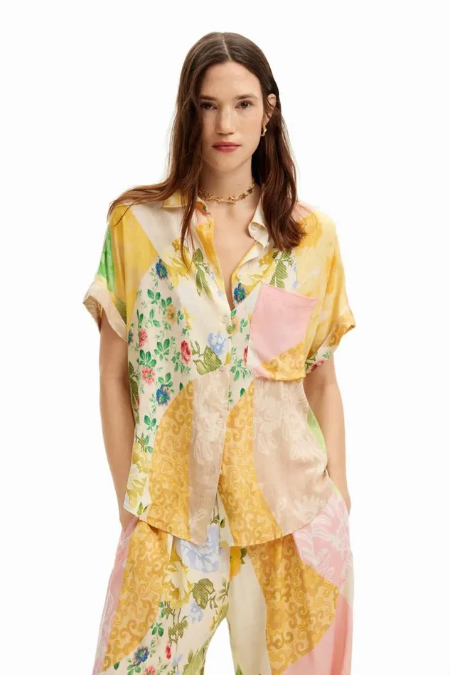Women Shirts And Blouses Desigual Floral Patchwork Shirt