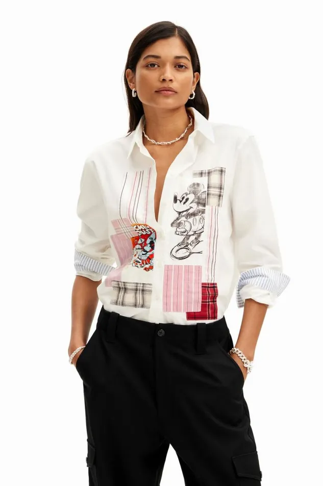Women Shirts And Blouses Desigual Patchwork Mickey Mouse Shirt