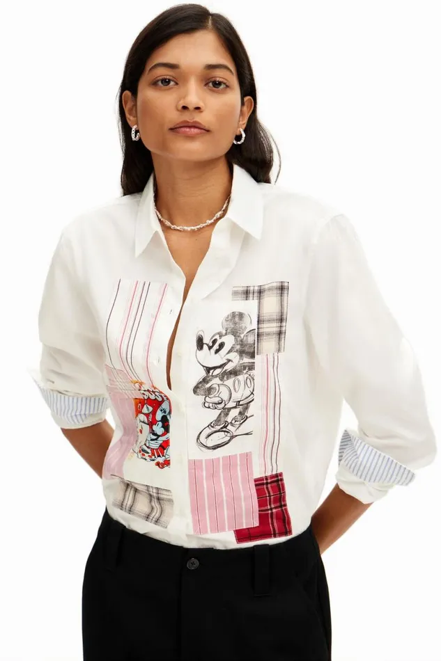 Women Shirts And Blouses Desigual Patchwork Mickey Mouse Shirt