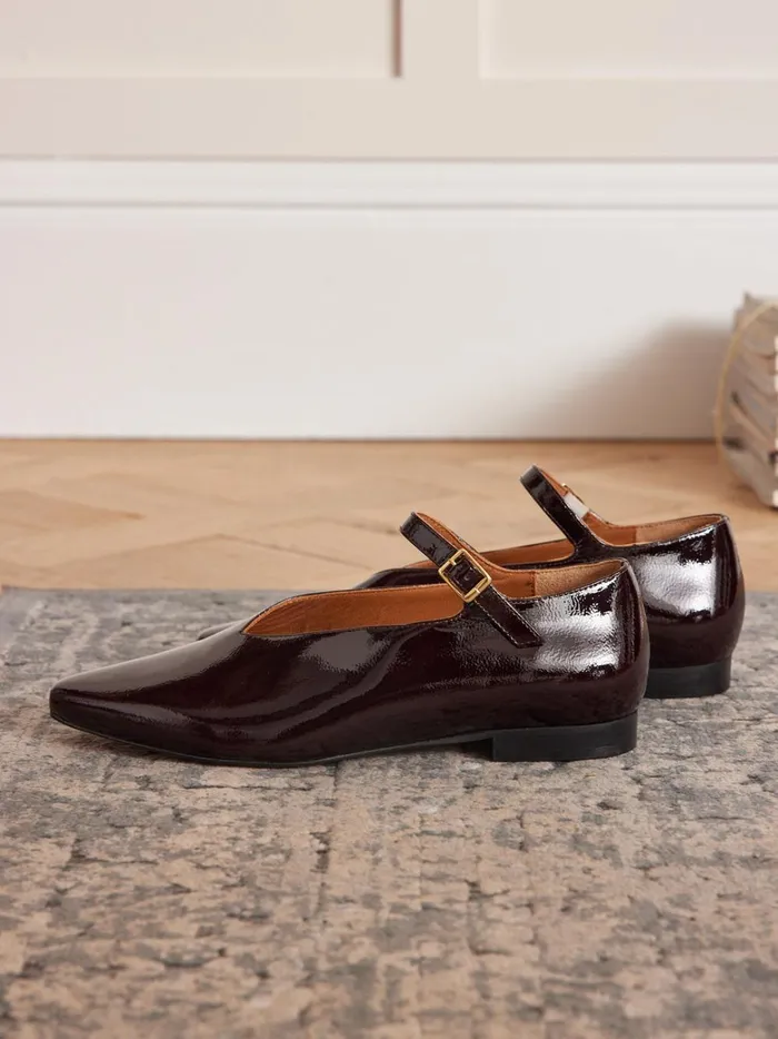 Women Shoes Cyrillus Patent Leather Ballet Flats Cerise
