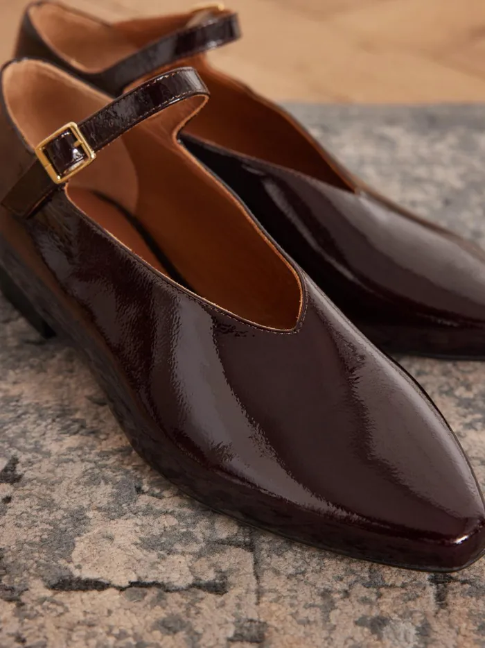 Women Shoes Cyrillus Patent Leather Ballet Flats Cerise