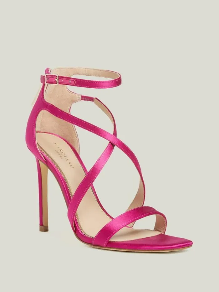 Women Shoes Marciano Satin Strappy Heel Dark Pink