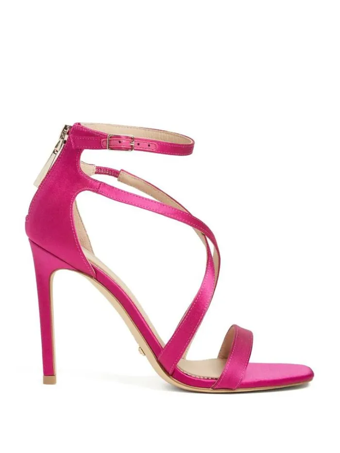 Women Shoes Marciano Satin Strappy Heel Dark Pink
