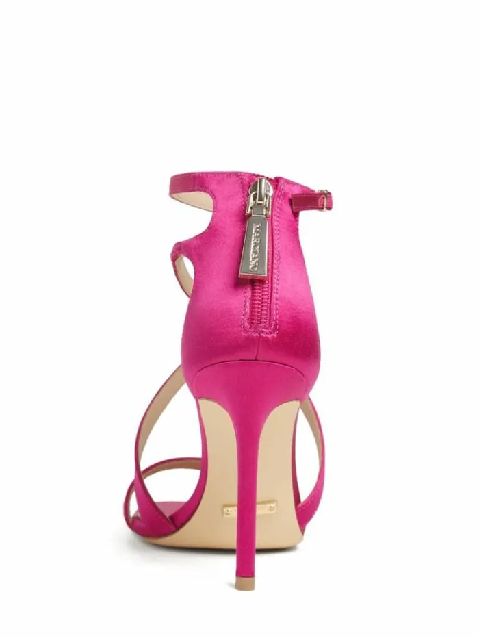 Women Shoes Marciano Satin Strappy Heel Dark Pink