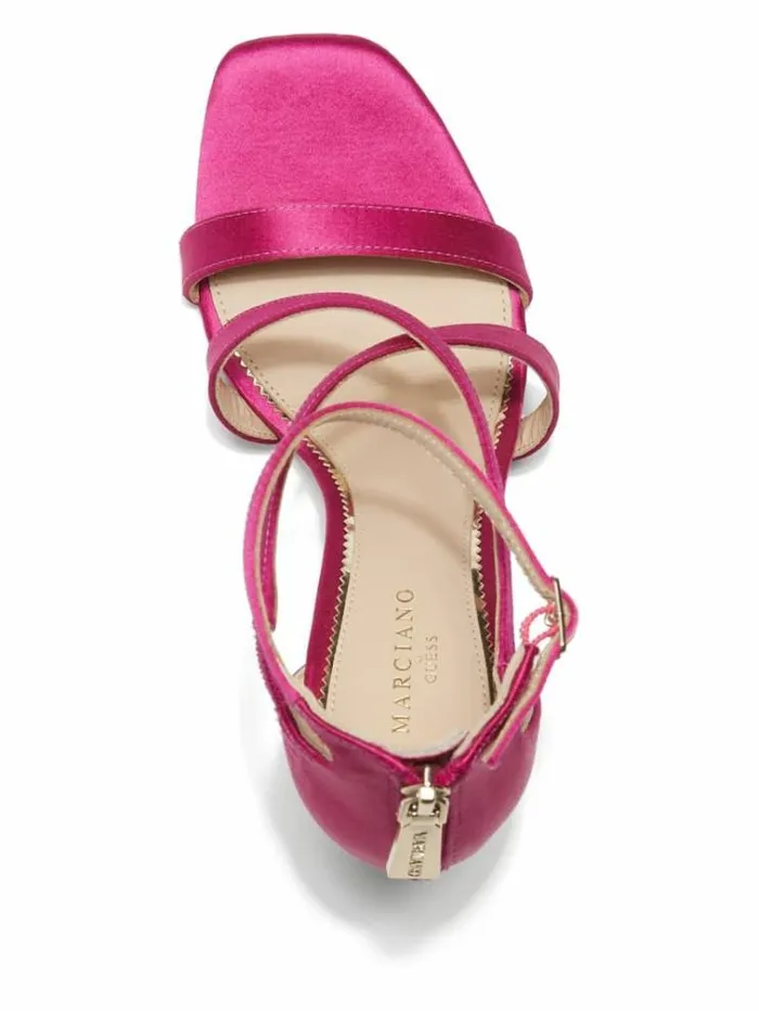 Women Shoes Marciano Satin Strappy Heel Dark Pink