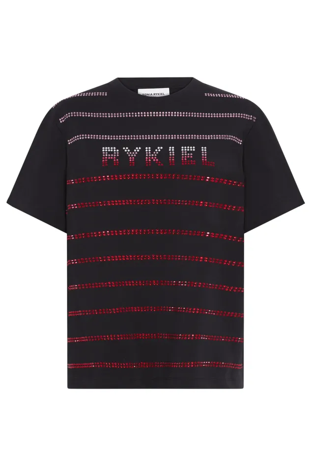 Women Shortsleeved Rhinestone Tshirt Black Black Sonia Rykiel TShirts
