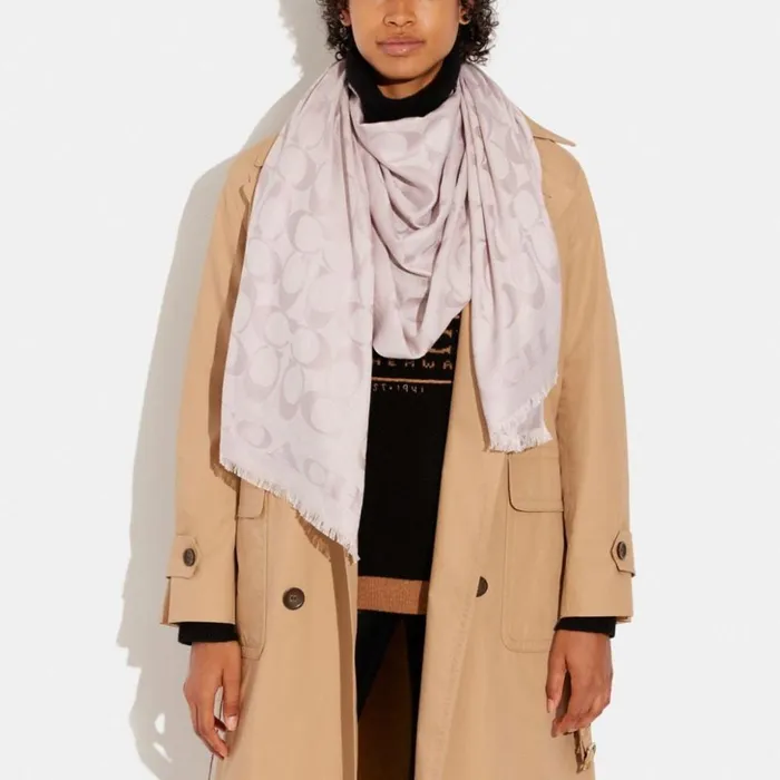 Women Signature Stole Blush Coach Hats Scarves and Gloves