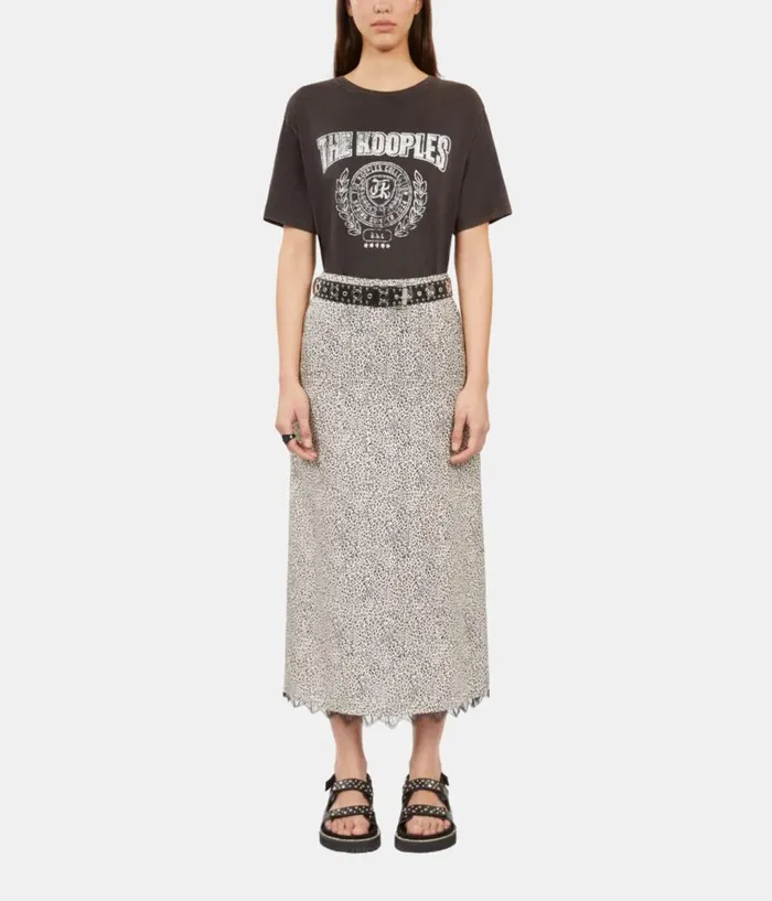 Women Skirts and Shorts THE KOOPLES Ivory Leopard Print Midi Skirt