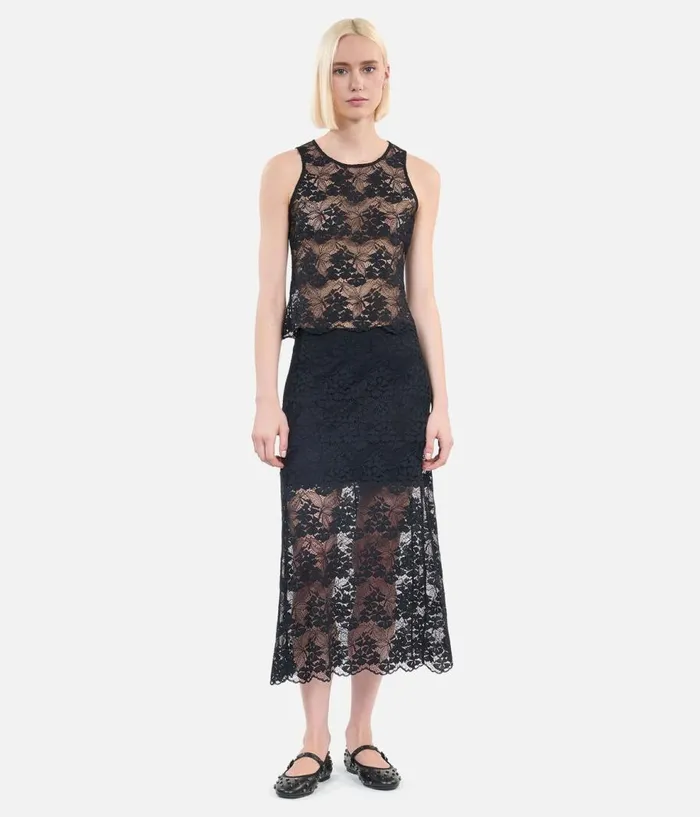 Women Skirts and Shorts THE KOOPLES Long Black Lace Skirt