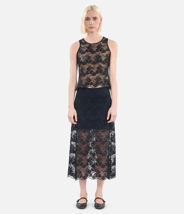 Women Skirts and Shorts THE KOOPLES Long Black Lace Skirt Women Skirts and Shorts THE KOOPLES Long Black Lace Skirt
