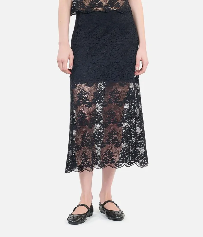 Women Skirts and Shorts THE KOOPLES Long Black Lace Skirt Women Skirts and Shorts THE KOOPLES Long Black Lace Skirt