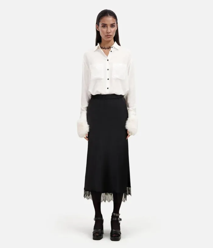 Women Skirts and Shorts THE KOOPLES Long Black Skirt With Lace Details