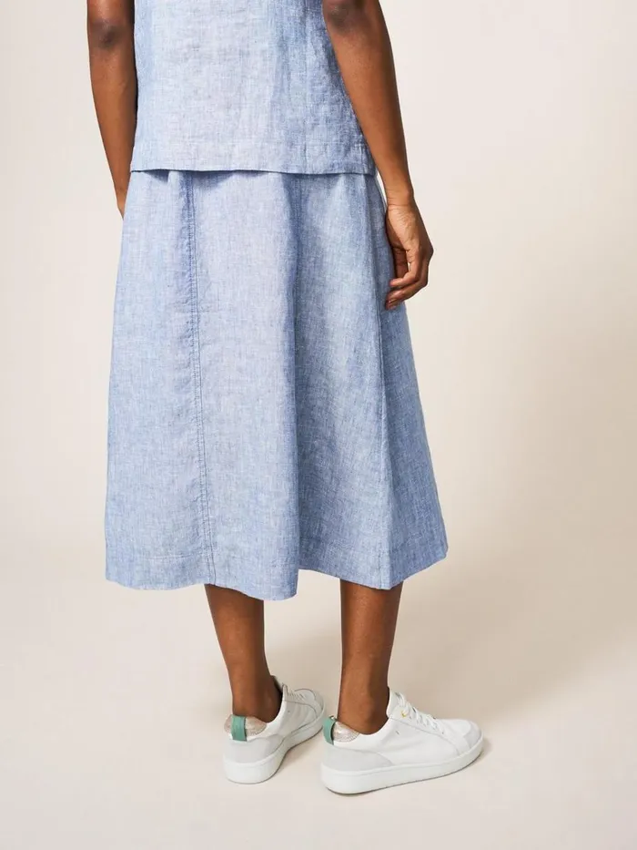 Women SKIRTS White Stuff Ciara Linen Skirt Chambray Blue Women SKIRTS White Stuff Ciara Linen Skirt Chambray Blue