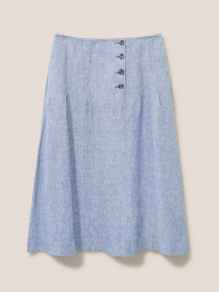 Women SKIRTS White Stuff Ciara Linen Skirt Chambray Blue Women SKIRTS White Stuff Ciara Linen Skirt Chambray Blue