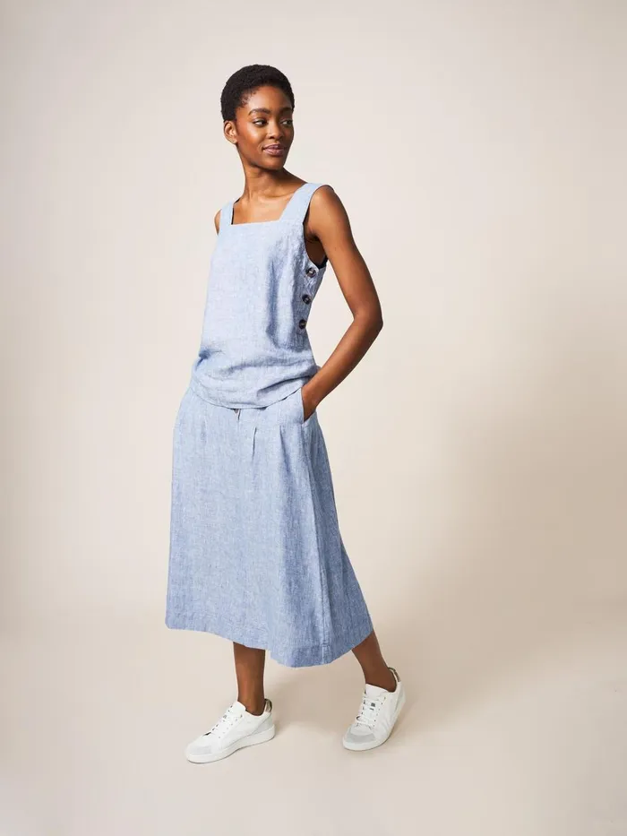 Women SKIRTS White Stuff Ciara Linen Skirt Chambray Blue Women SKIRTS White Stuff Ciara Linen Skirt Chambray Blue