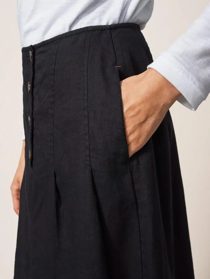 Women SKIRTS White Stuff Ciara Linen Skirt Washed Black Women SKIRTS White Stuff Ciara Linen Skirt Washed Black