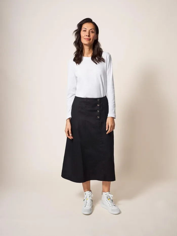 Women SKIRTS White Stuff Ciara Linen Skirt Washed Black Women SKIRTS White Stuff Ciara Linen Skirt Washed Black