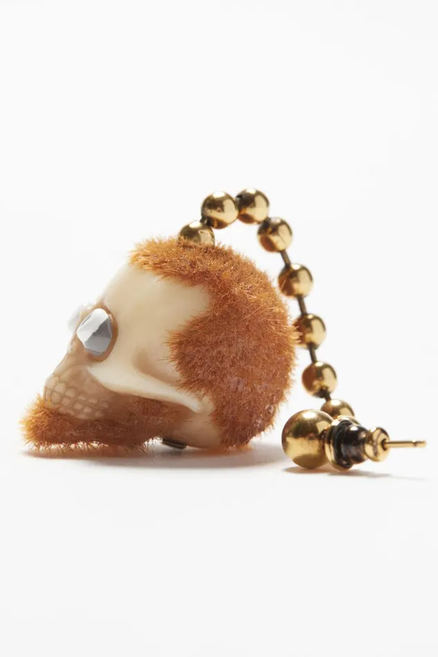 Women Skull Pendant Earring Antique Goldbrown Acne Studios Jewellery