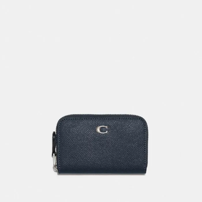 Women Small Zip Around Card Case Silverdenim Coach Small Wallets