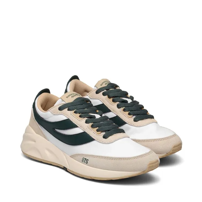 Women Sneakers Unisex 4089 TRAINING 9TS SLIM Low Cut WHITEBEIGE NATURALGREEN DK FORESTBEIGE LT Superga Low Cut