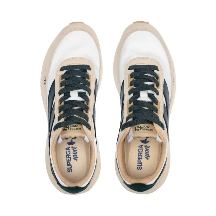 Women Sneakers Unisex 4089 TRAINING 9TS SLIM Low Cut WHITEBEIGE NATURALGREEN DK FORESTBEIGE LT Superga Low Cut
