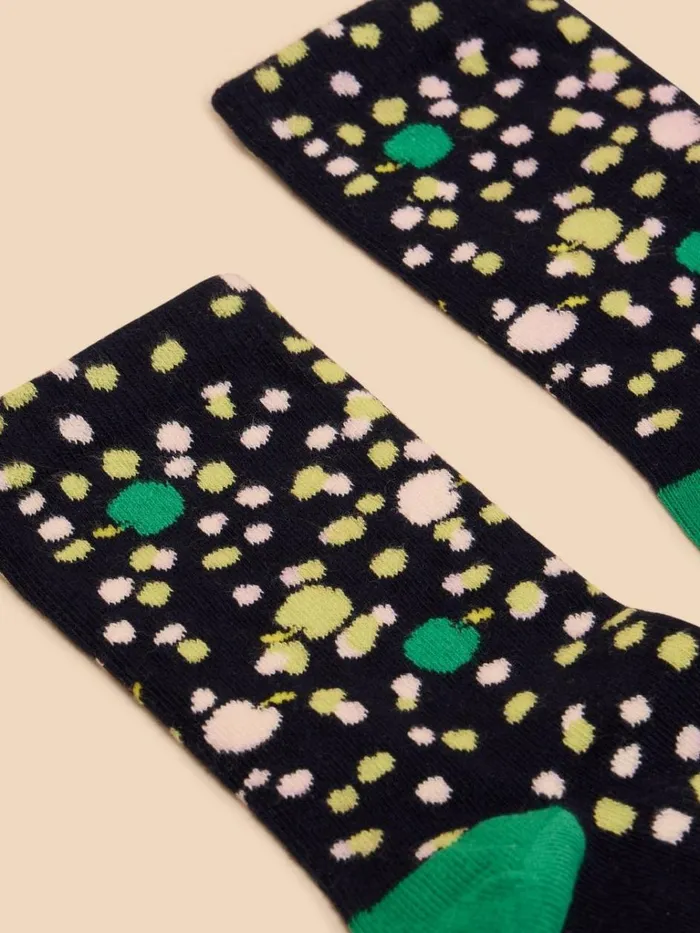 Women SOCKS White Stuff Apple Spot Ankle Sock Black Multi