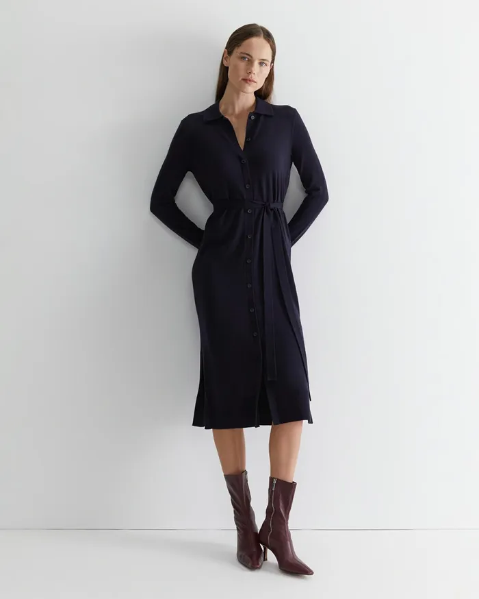Women Sportscraft Dresses Francis Merino Wool Knit Dress Navy