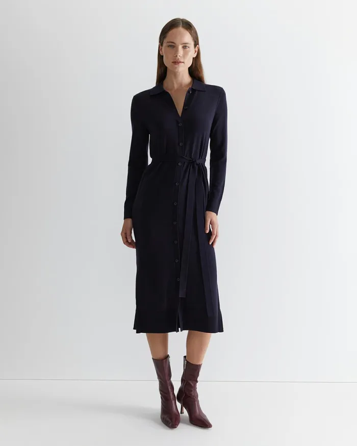 Women Sportscraft Dresses Francis Merino Wool Knit Dress Navy