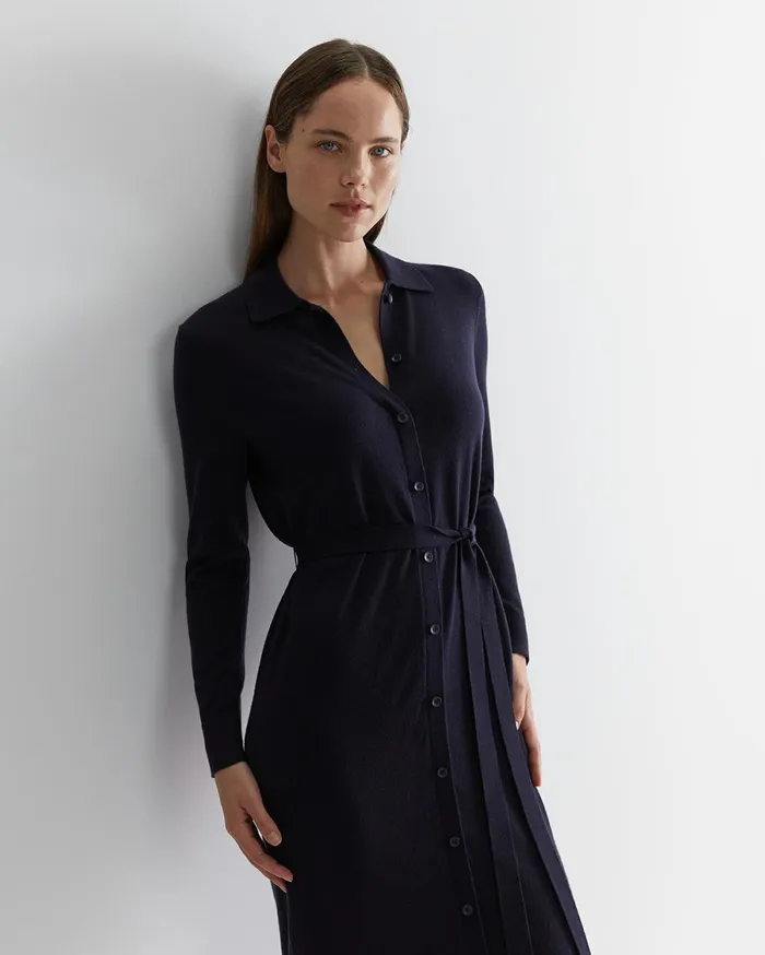 Women Sportscraft Dresses Francis Merino Wool Knit Dress Navy