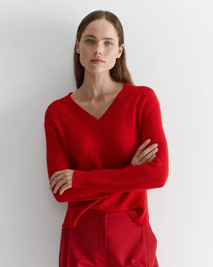 Women Sportscraft Knits and Cardigans Cass Diamond Cable Sweater Red
