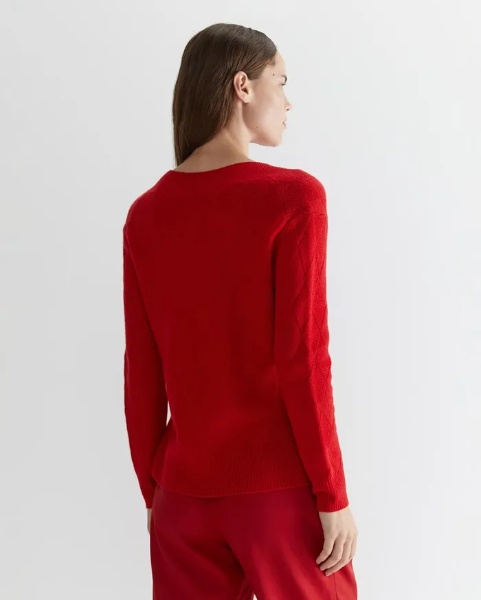 Women Sportscraft Knits and Cardigans Cass Diamond Cable Sweater Red