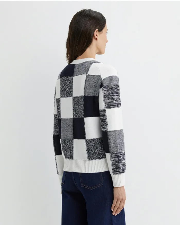 Women Sportscraft Knits and Cardigans Elka Check Cardigan Navywhite