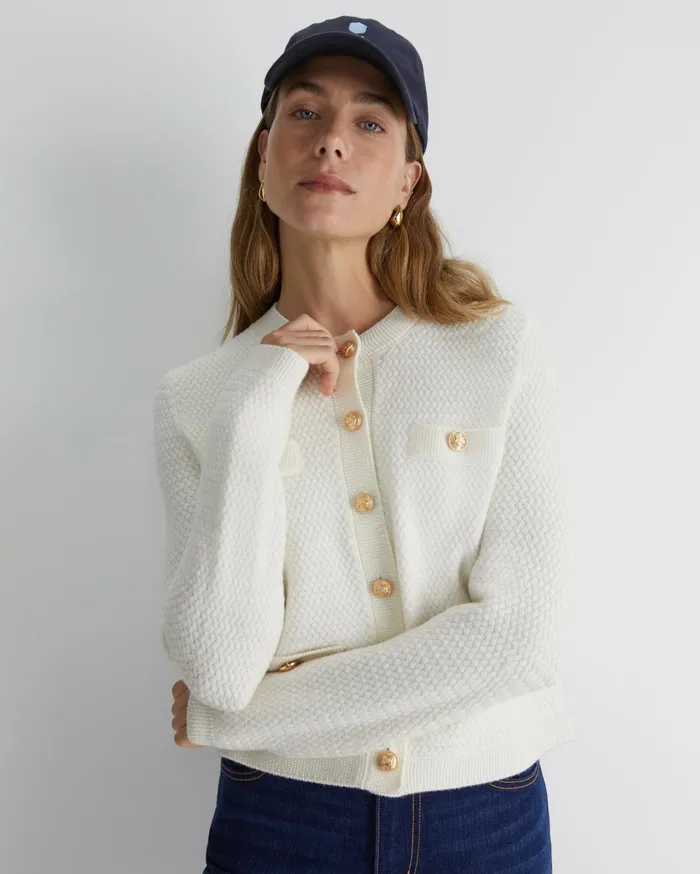 Women Sportscraft Knits and Cardigans Joyce Merino Wool Cardigan Winter White