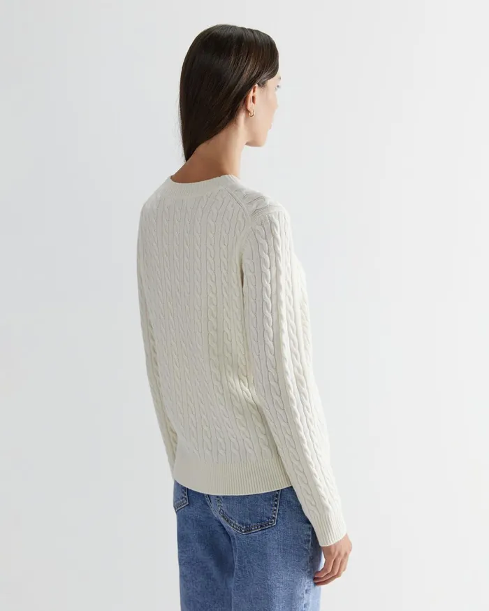 Women Sportscraft Knits and Cardigans Merino Wool Baby Cable Sweater Winter White