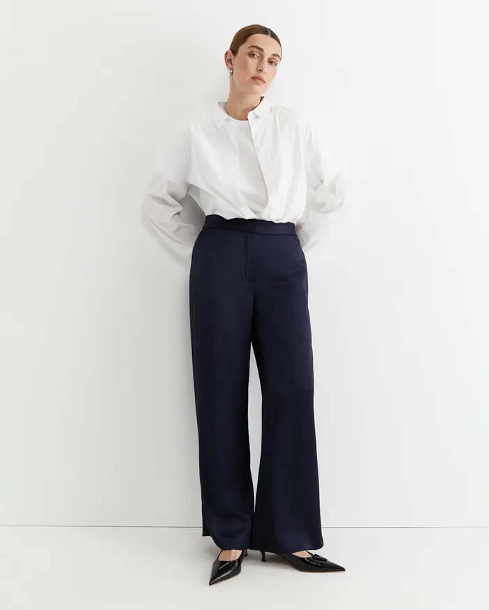 Women Sportscraft Pants Harlow Sateen Wide Leg Pant Navy